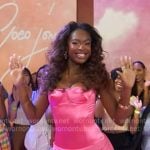 Coco Jones’s pink strapless mini dress on Good Morning America