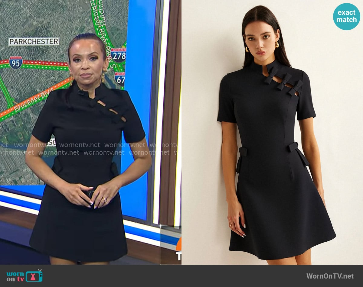 Adelle’s black bow cutout mini dress on Today