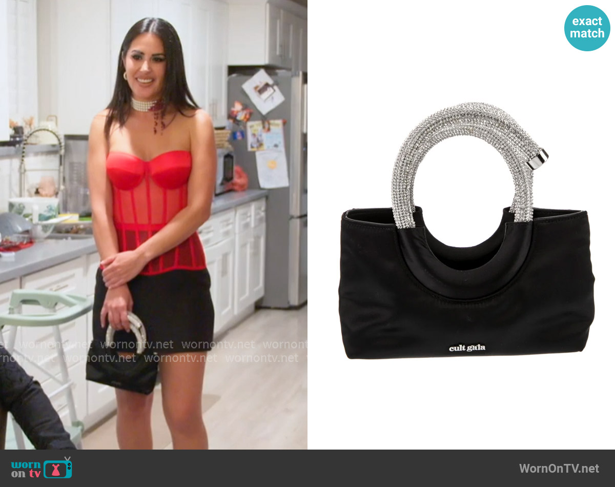 Cult Gaia Satin Top Handle Bag worn by Michelle Saniei on The Valley
