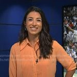 Daniele Hamamdjian’s orange pintuck blouse on Today