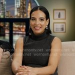 Danielle’s dark grey sleeveless turtleneck confessional sweater on In The City