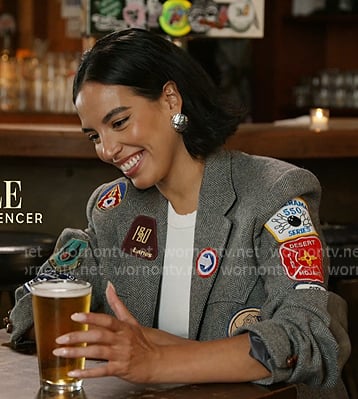 Danielle’s grey patch blazer on In The City