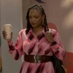 Darlene’s pink printed shirtdress on Beyond the Gates
