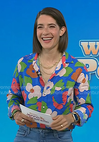Daryn Carp’s blue floral button down shirt on Today