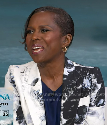 Deborah’s black and white floral suit on Good Morning America