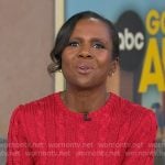 Deborah’s red cable knit sweater on Good Morning America