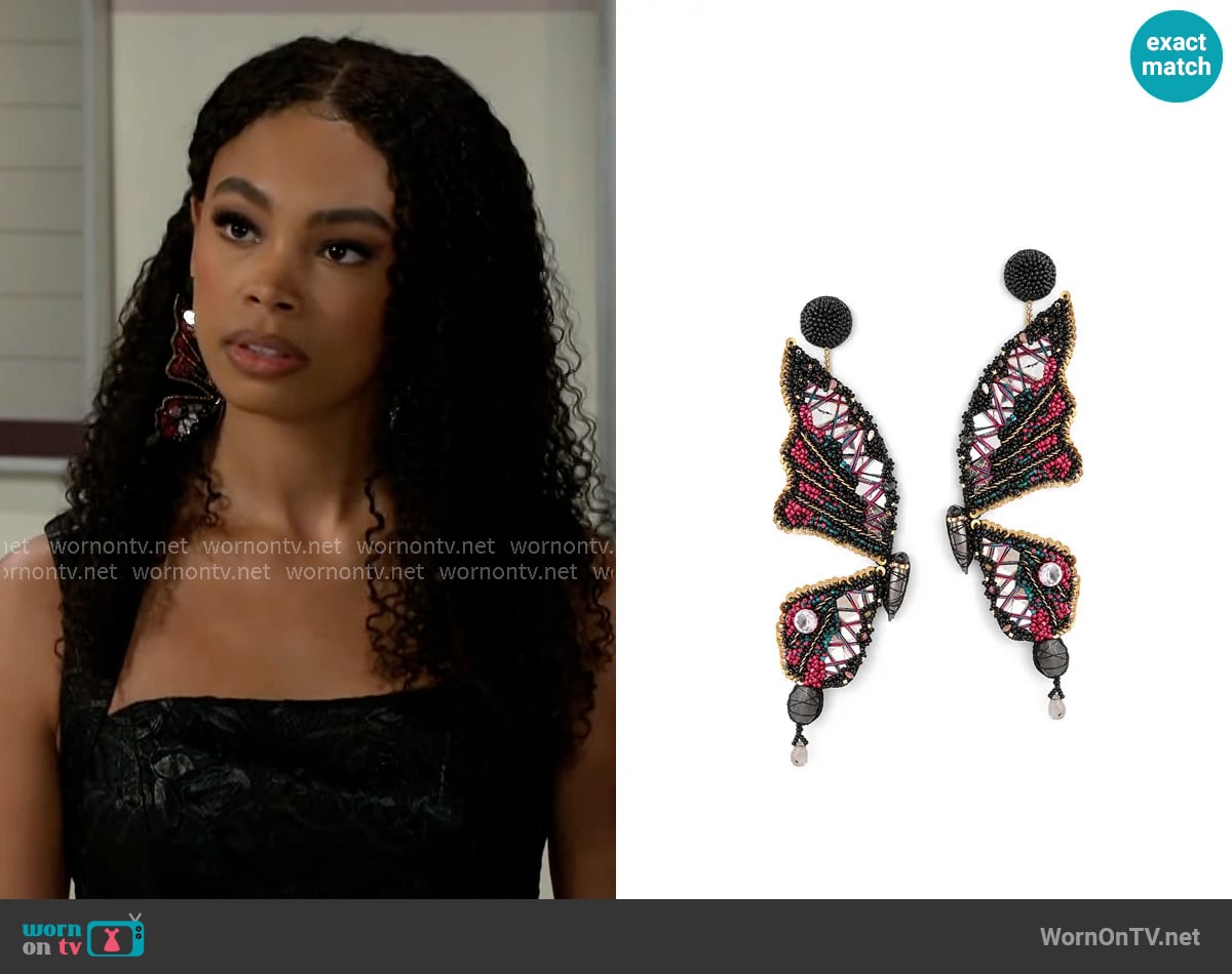 Deepa Gurnani Arcadia Earrings worn by Chelsea Hamilton (RhonniRose Mantilla) on Beyond the Gates