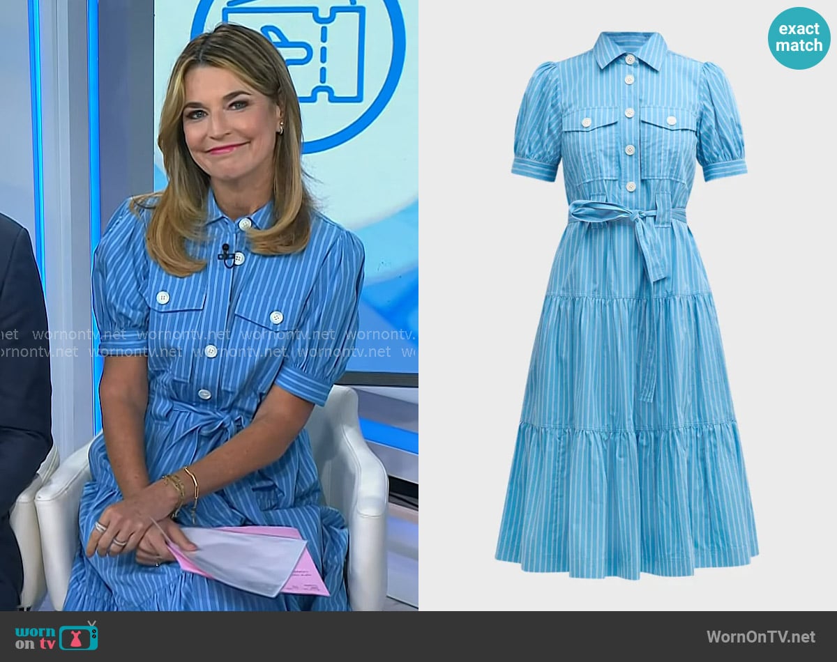 Derek Lam 10 Crosby Buffy Striped Cotton Midi-Dress worn by Savannah Guthrie on Today