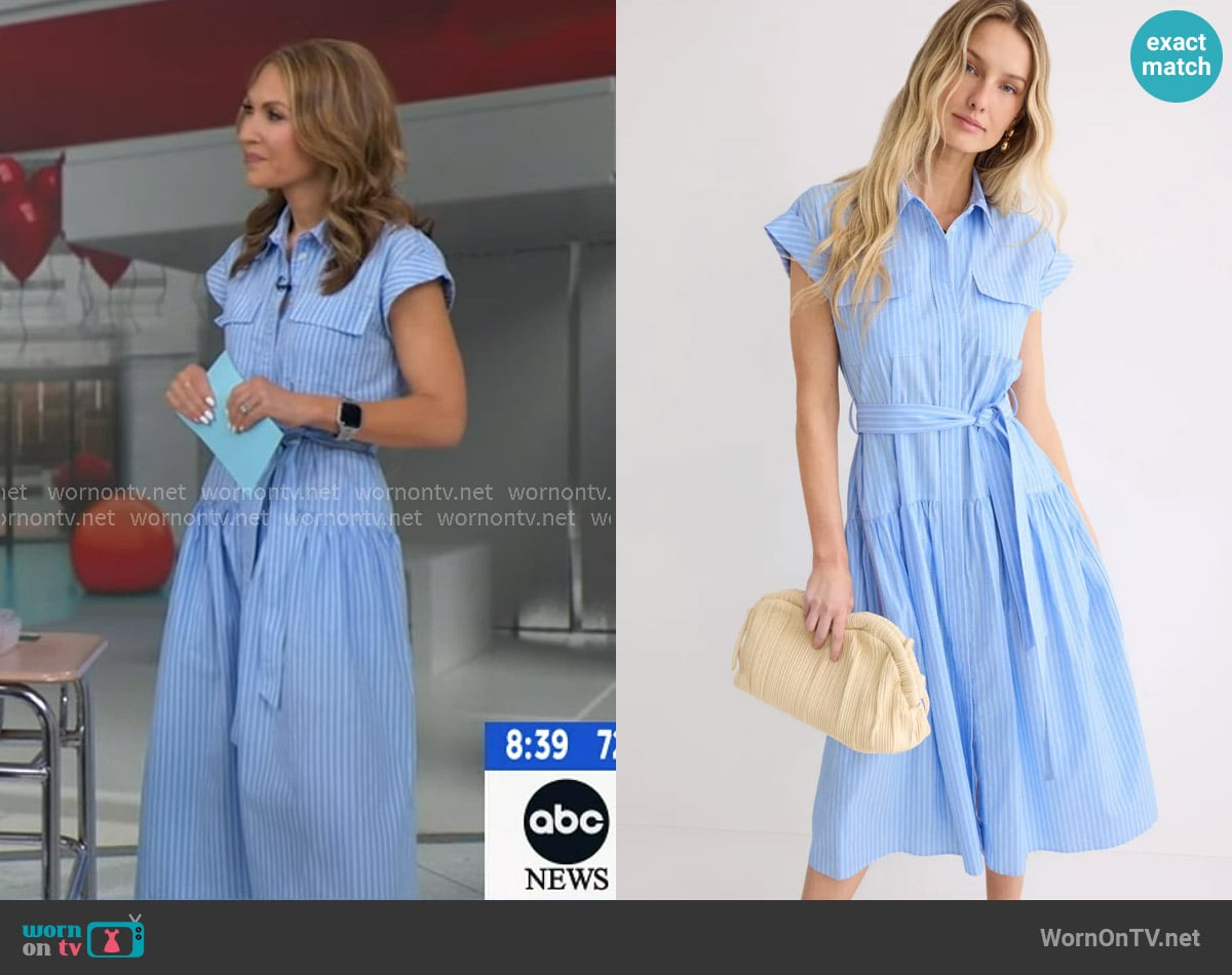 Derek Lam 10 Crosby Cap Sleeve Collared Midi Dress worn by Lori Bergamotto on Good Morning America