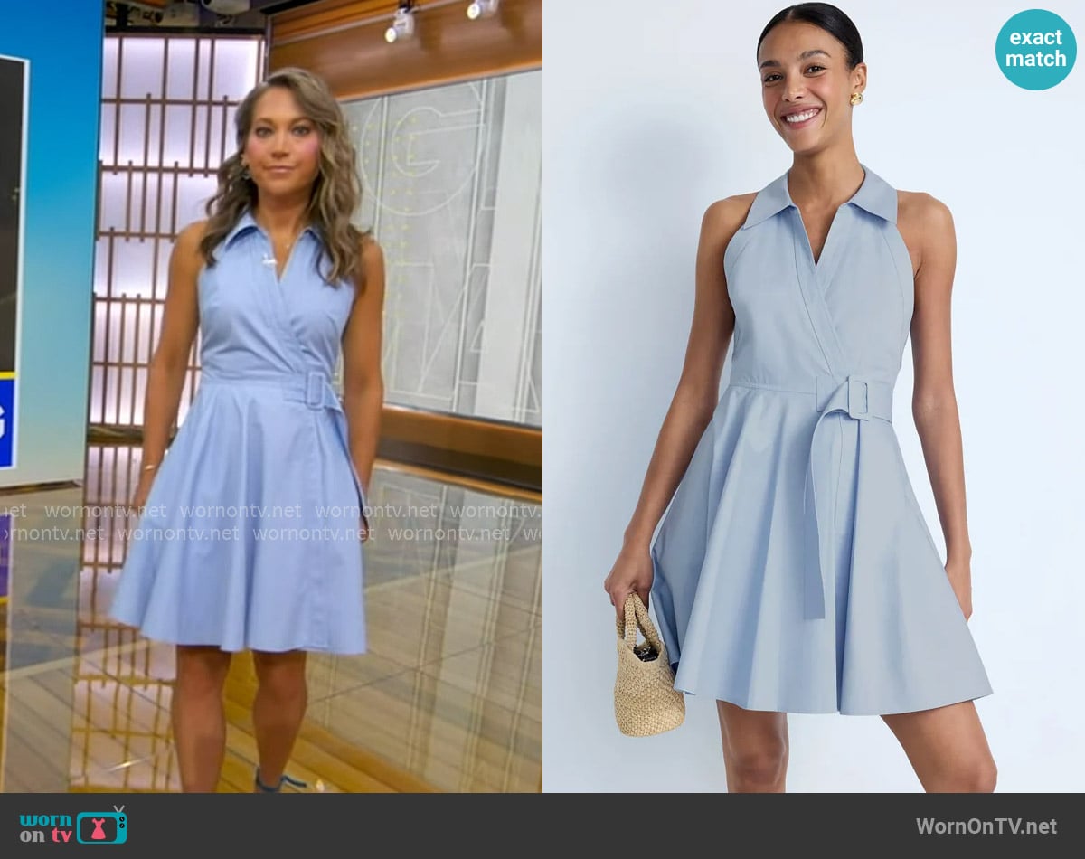 Derek Lam 10 Crosby Hendrix Halter Wrap Dress worn by Ginger Zee on Good Morning America