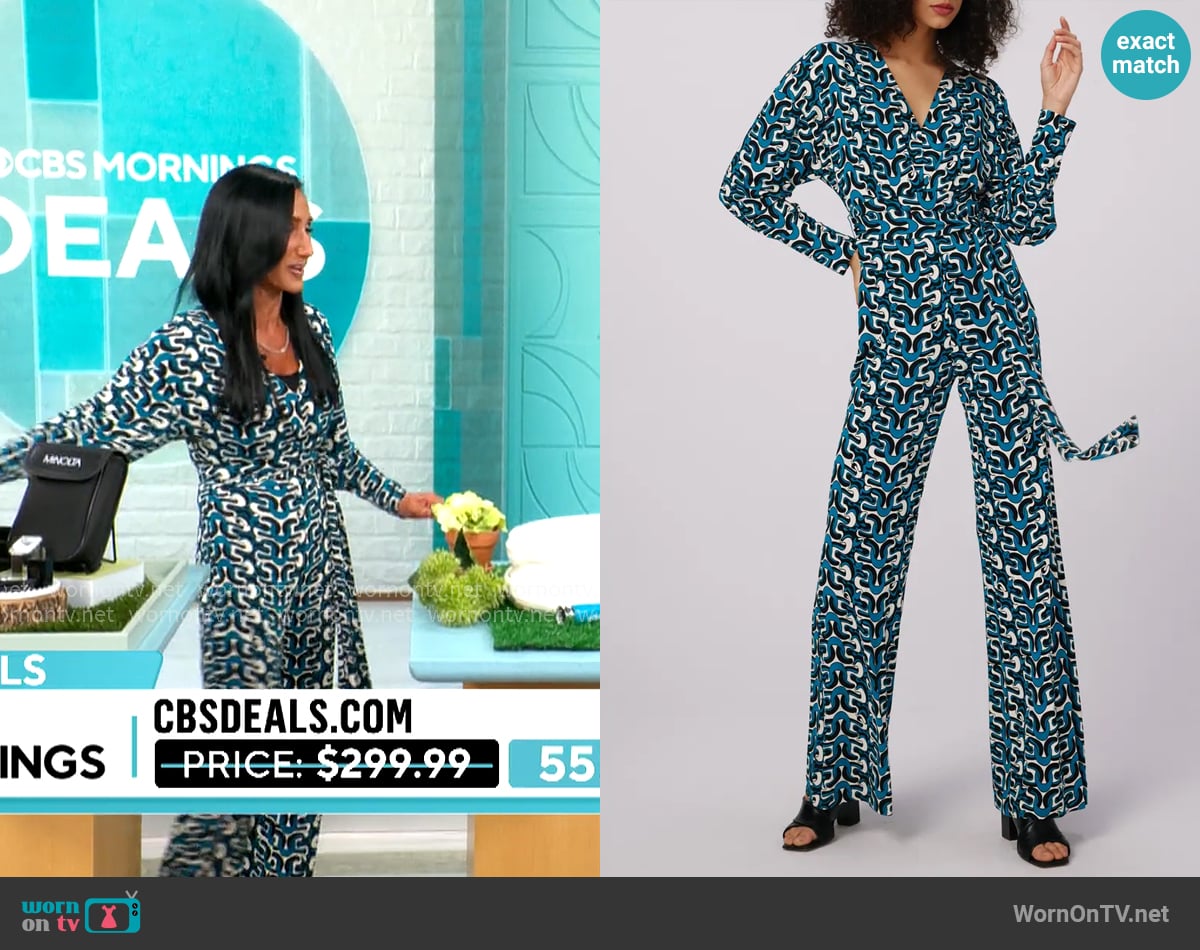 Diane von Furstenberg Marilou Jumpsuit worn by Elizabeth Werner on CBS Mornings