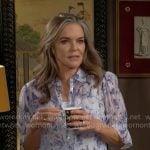 Diane’s blue floral top on The Young and the Restless Diane’s blue floral top on The Young and the Restless