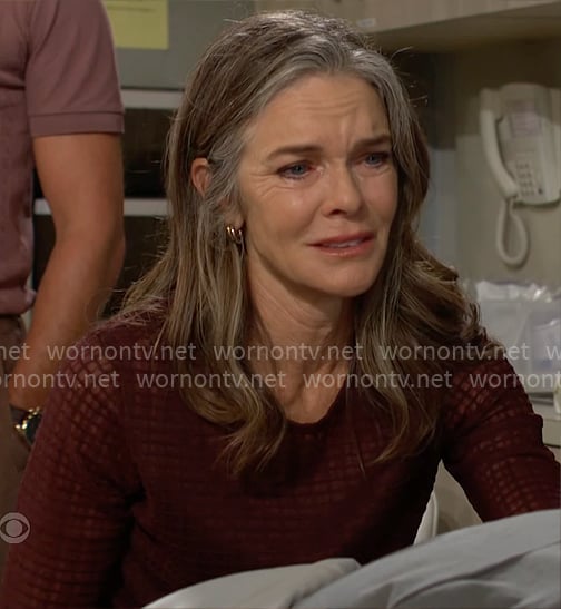 Diane’s sheer checked top on The Young and the Restless
