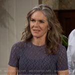 Diane’s steel blue lace top on The Young and the Restless