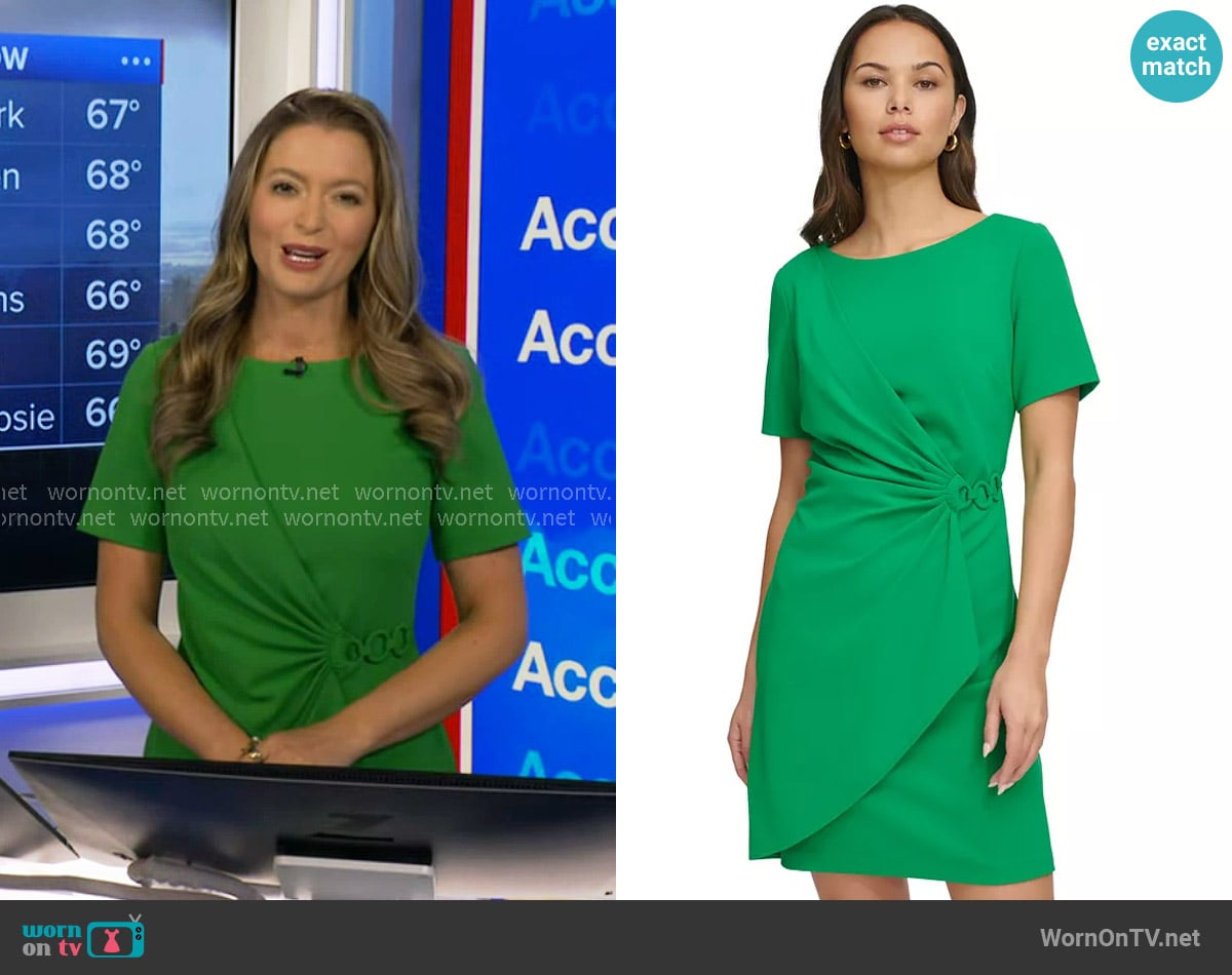 DKNY Gathered-Sleeve Sheath Dress worn by Dani Beckstrom on Good Morning America