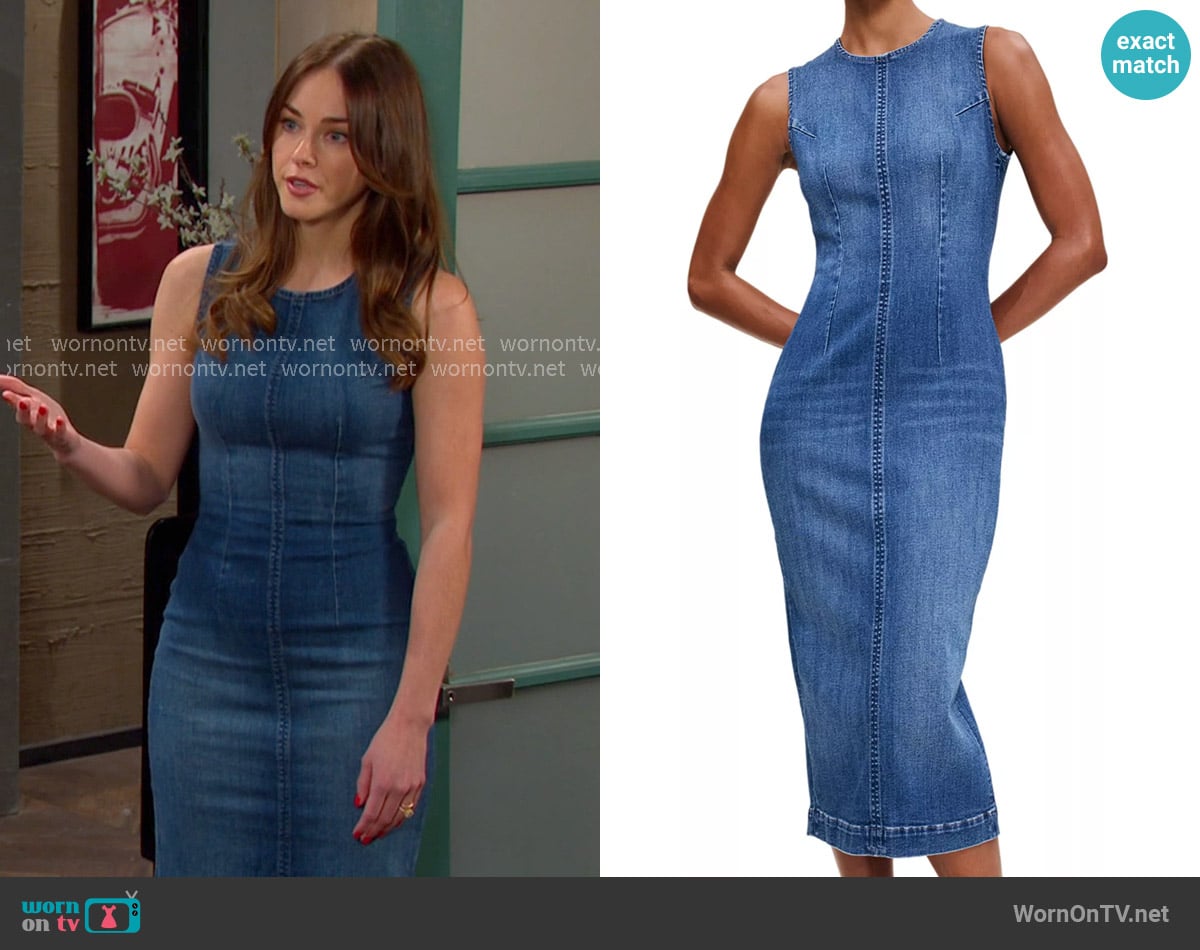 DL1961 Esme Denim Midi Dress in Blue Harbor worn by Stephanie Johnson (Abigail Klein) on Days of our Lives