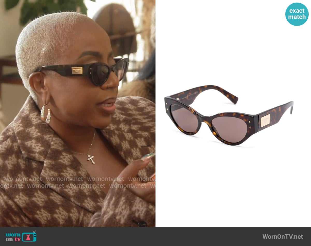 Dolce and Gabbana Oval-frame sunglasses worn by Pinky Cole on The Real Housewives of Atlanta