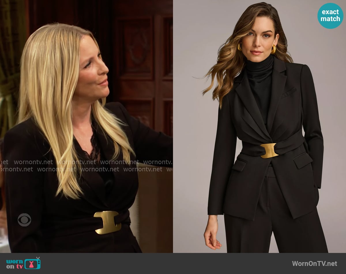 Donna Karan Belted Blazer worn by Christine Blair Williams (Lauralee Bell) on The Young and the Restless
