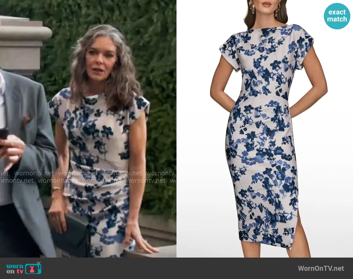 Donna Karan Floral Sheath Midi Dress in Tempest Multi worn by Diane Jenkins (Susan Walters) on The Young and the Restless