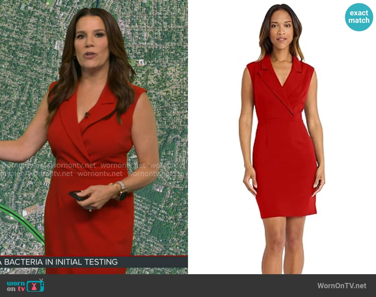 Donna Morgan Collared Sheath Dress worn by Heather O’Rourke on Good Morning America