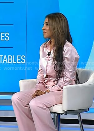 Dr. Amy Shah’s pink shirt and flare pants on Today