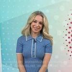 Dr. Becky Kennedy’s blue ribbed polo and knit skirt on Today