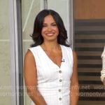 Dr. Tara Narula’s white pinstripe button front dress on Good Morning America