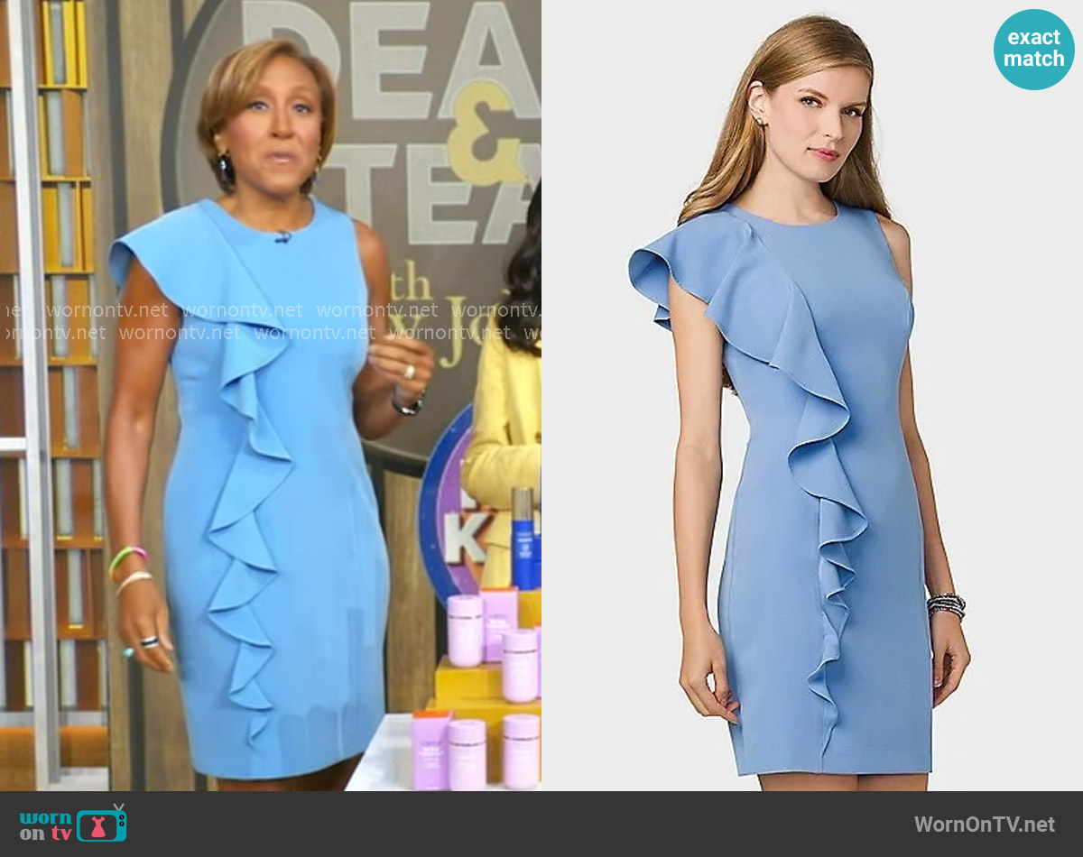 Dressbarn Ruffled-Shoulder Sheath Dress worn by Robin Roberts on Good Morning America