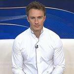Drew Starkey’s white shirt with black piping on Today