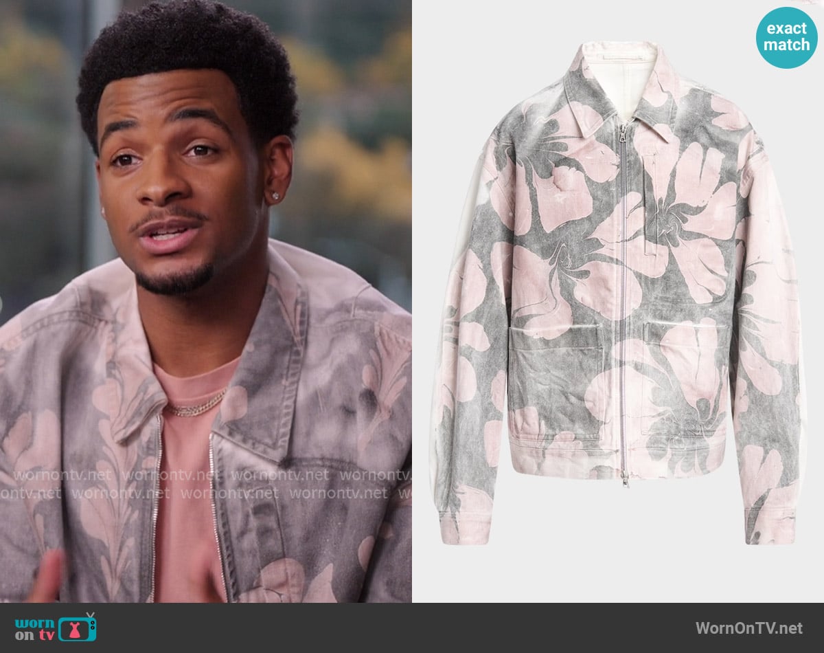 Dries Van Noten Veper Floral-Print Denim Jacket worn by Kingston Jeremy (Nathaniel McIntyre) on All American