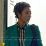 Dru-Ann’s chain print blouse on The Five Star Weekend