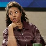 Dru-Ann's purple leather shirt on The Five Star Weekend