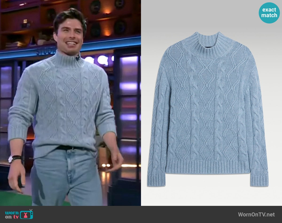 Dunhill Cashmere-Blend Aran Cable-Knit Sweater worn by Michael Bradway on The Kelly Clarkson Show