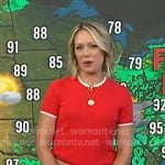 Dylan’s red short sleeve sweater and patch pocket pants on Today
