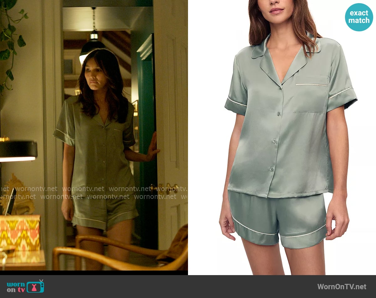 Eberjey Inez Pajamas in Eucalyptus/Ivory worn by Gigi Ling (Gemma Chan) on The Five Star Weekend