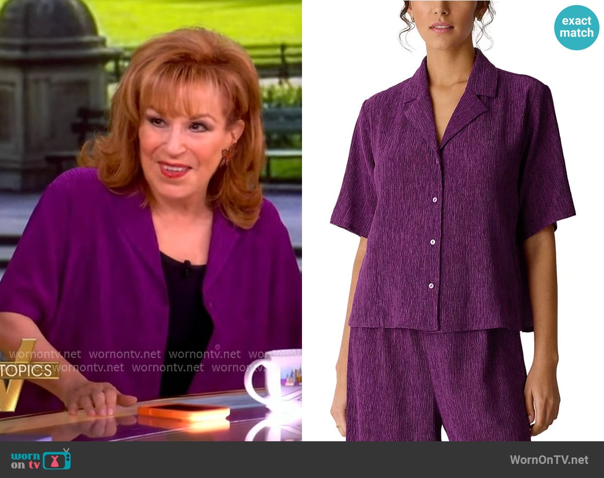 Eileen Fisher Crinkled Button Front Shirt worn by Joy Behar on The View