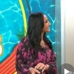 Elizabeth Werner’s black and pink floral dress on CBS Mornings