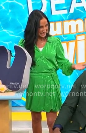 Elizabeth Werner's green star print dress on CBS Mornings