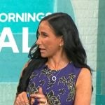 Elizabeth Werner’s purple and yellow floral dress on CBS Mornings