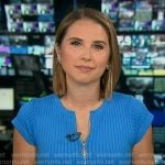 Elizabeth’s blue ribbed zipper top on Good Morning America