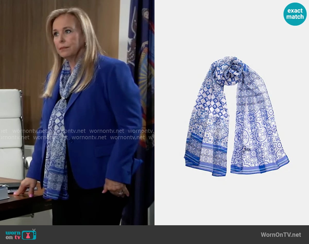 Elizabetta Miramar - Long Sheer Silk Scarf worn by Laura Collins (Genie Francis) on General Hospital