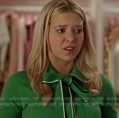 Elle’s green tie neck knit polo on Elle