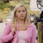 Elle's pink button front mini skirt on Elle