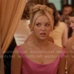 Elle's pink satin corset dress on Elle