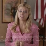 Elle's pink smocked textured shirt on Elle