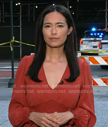 Emilie’s red smocked peplum top on Today