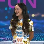 Emily Calandrelli’s butterfly print mini dress on Today