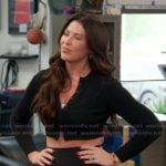 Emily’s black cropped cardigan on The Real Housewives of Orange County