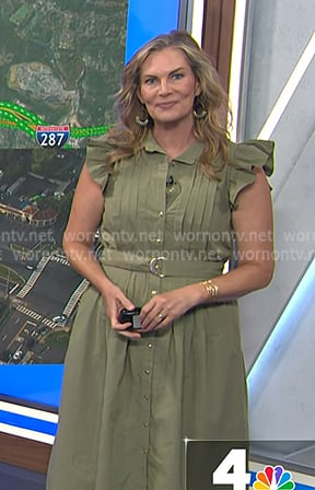Emily’s green pleted ruffle shirtdress on Today
