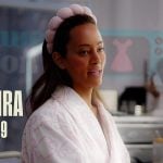 Emira’s printed robe on Next Gen NYC